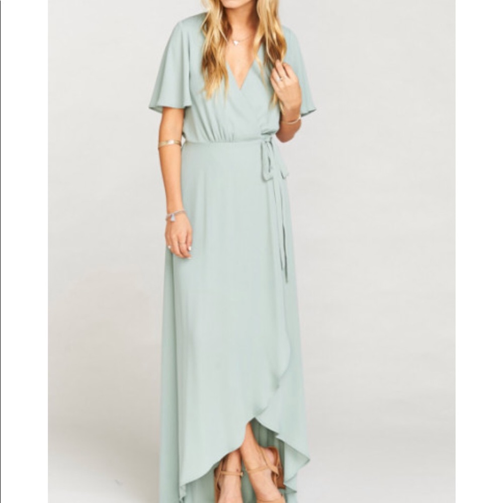 Show me your mumu SILVER SAGE bridesmaid dress